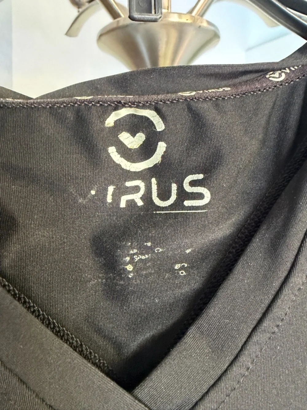 Virus Black V-Neck Performance Tee with White Logo - Picture 2 of 3